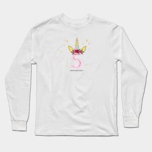 Fifth birthday candle. Four. Unicorn Birthday invitation Long Sleeve T-Shirt